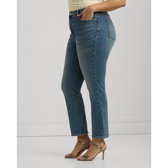 Ralph Lauren Woman High-Rise Straight Ankle Jean medium wash size 32/  14 - Picture 2 of 13